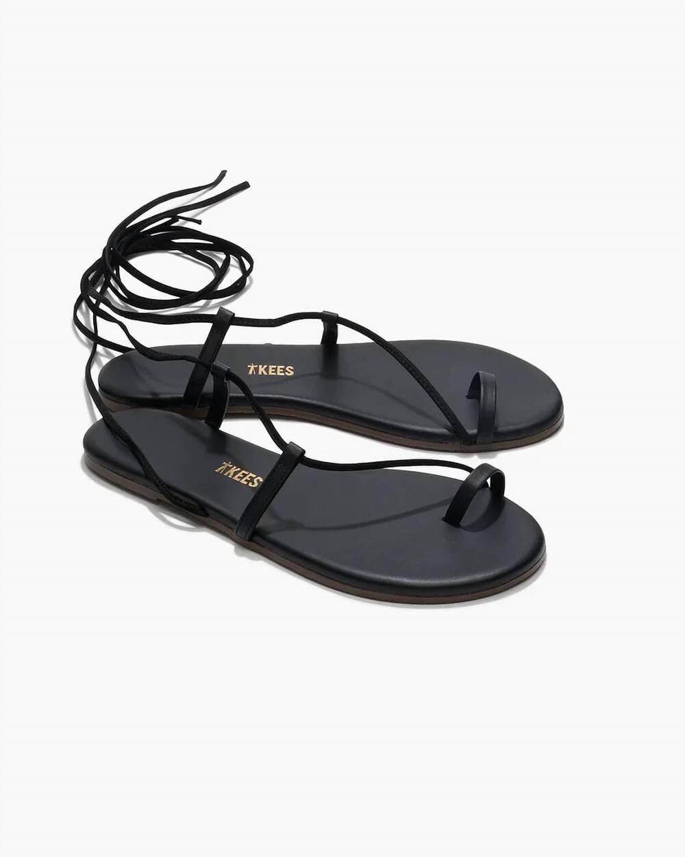 NEW TKEES women's jo leather sandals in black
